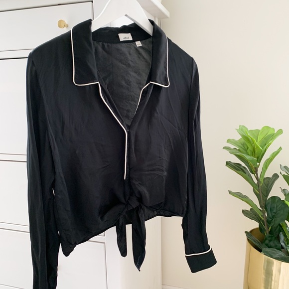 Aritzia Silk Button Down Tie Blouse - Picture 2 of 2